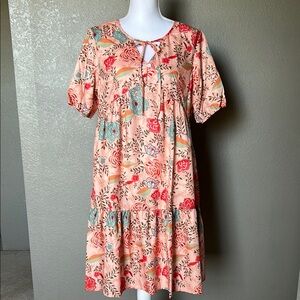 Miss Look Floral Peach Dress, size Large